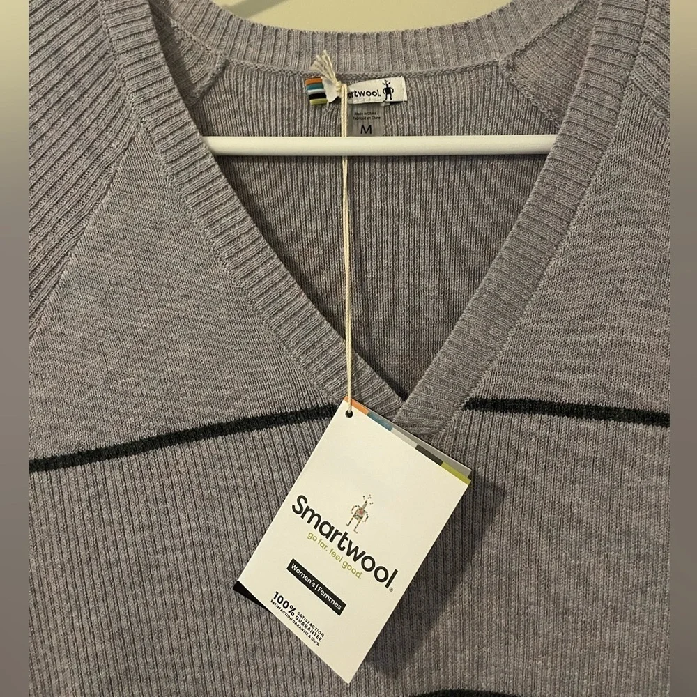 NWT Women’s Long Sleeve Sweater Smartwool Shadow Pine Pointelle Striped Tunic